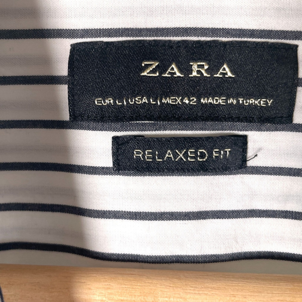 Zara Relaxed Fit Shirt Mens LARGE Slogan "Enjoy While It Lasts" Casual City EUC - Picture 4 of 8
